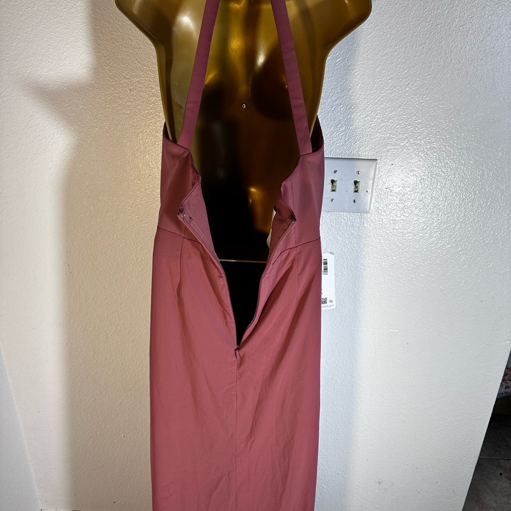 Azazie Galicia Mermaid High Neck Pleated Stretch Chiffon Leg Slit Dress‎ NWT 10 - Picture 6 of 16